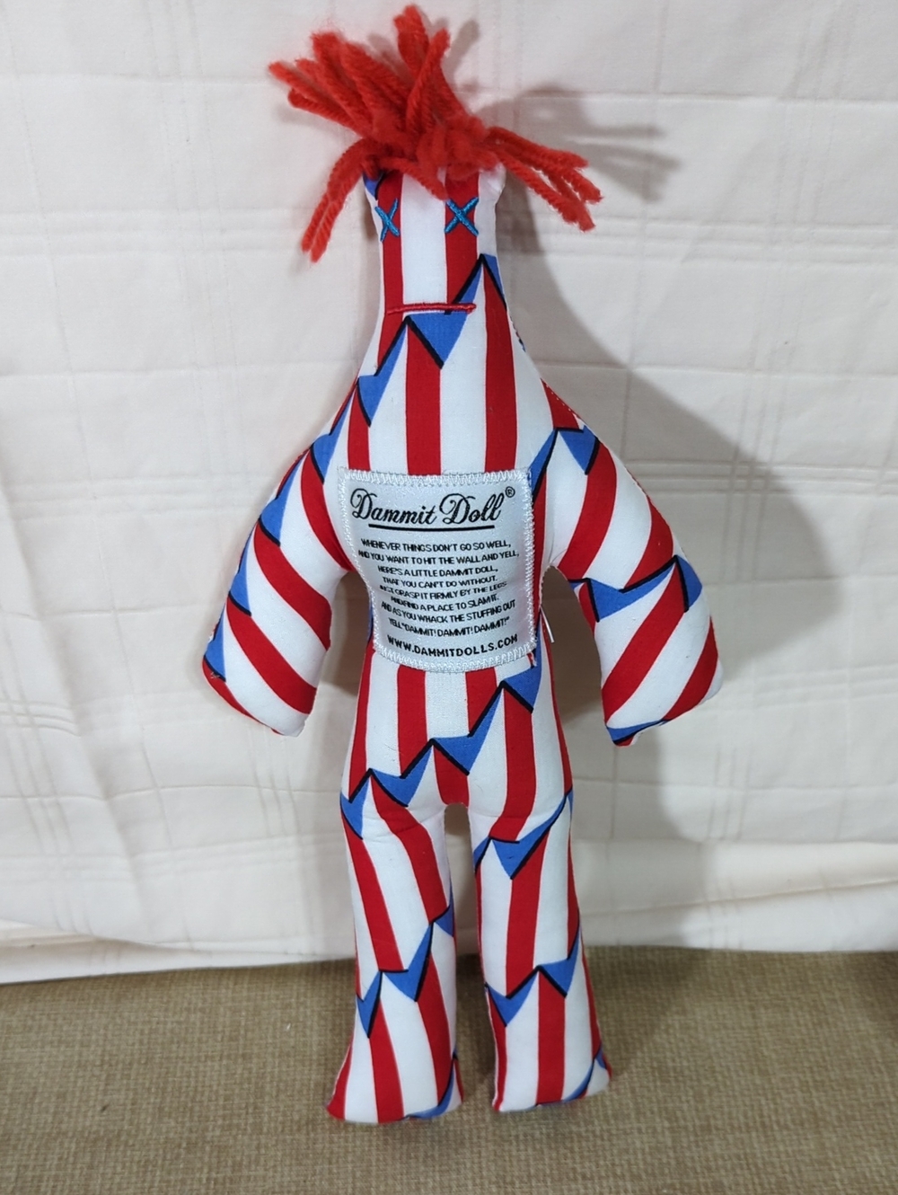 Dammit Doll Red White Blue Striped Stress Relief Plush 13"